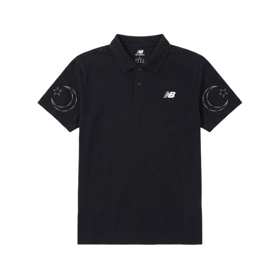 New Balance New Balance Polo Shirts Unisex Black Polo Collar Moderate Straight Fit