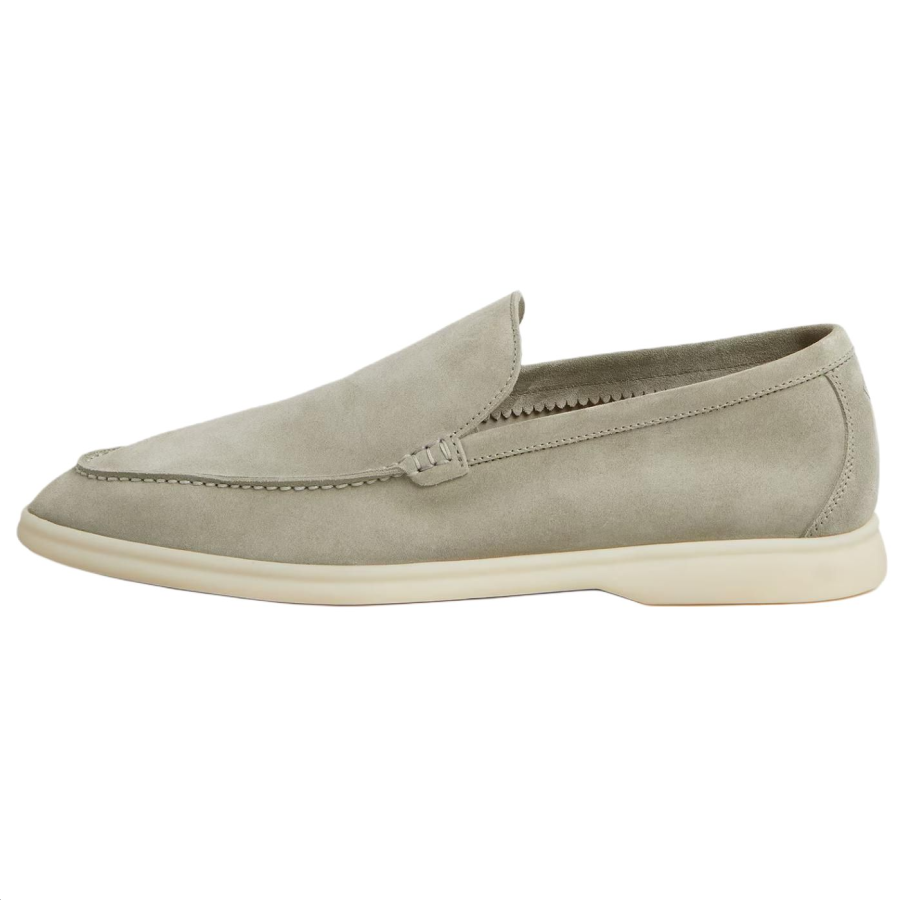 Loro Piana Summer Walk Casual Leather Shoes Men's Low Top Sage Green