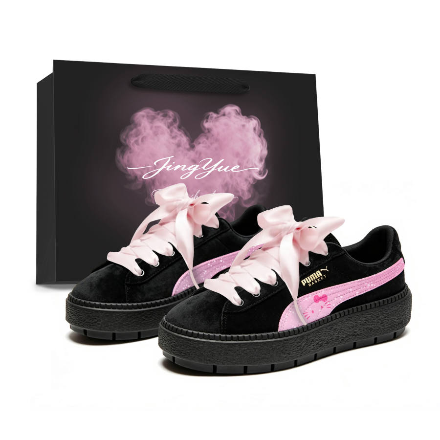 PUMA Platform Trace Skateboard Shoes Women's Low Top Black/Pink