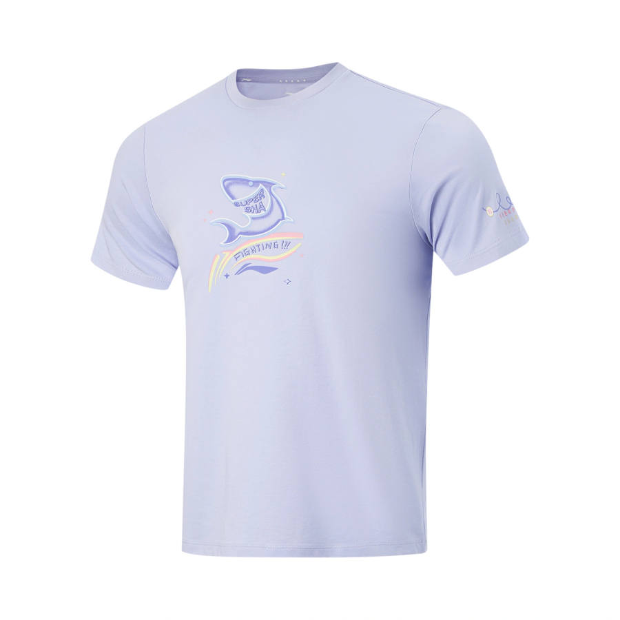 Li-Ning Li Ning Table Tennis Collection T Shirts Unisex Galactic Purple Crew Neck Moderate Straight Fit