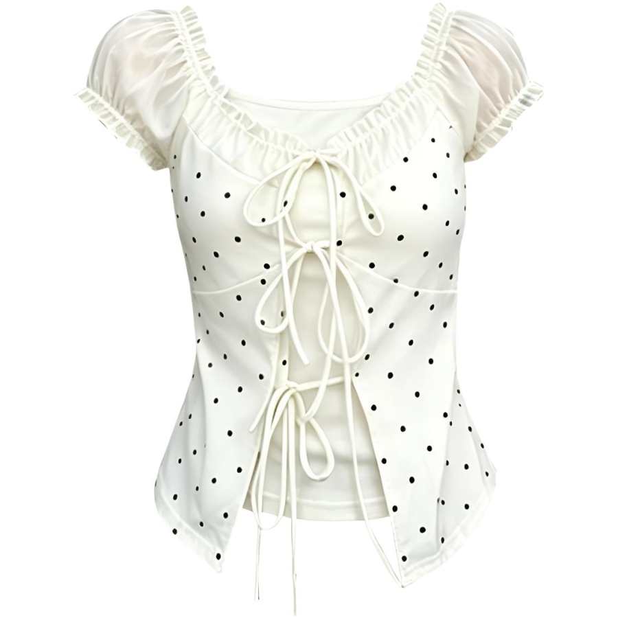 CHARM GLOW T Shirts Women's White Square Collar Thin Nipped In Waist