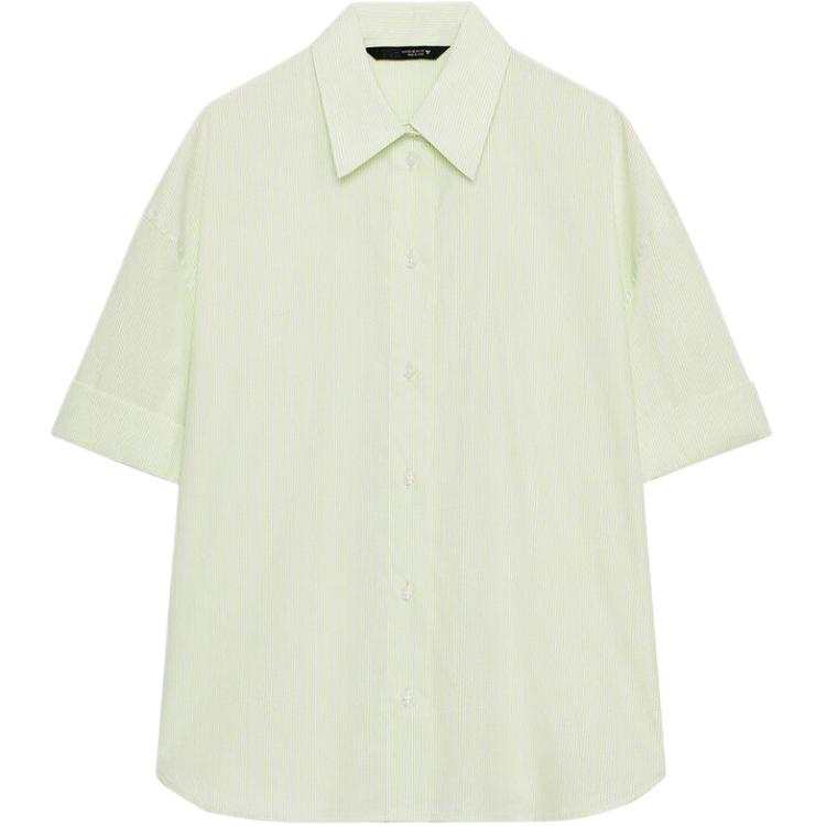 ZARA Shirts Women's Green/White Lapel Moderate Other