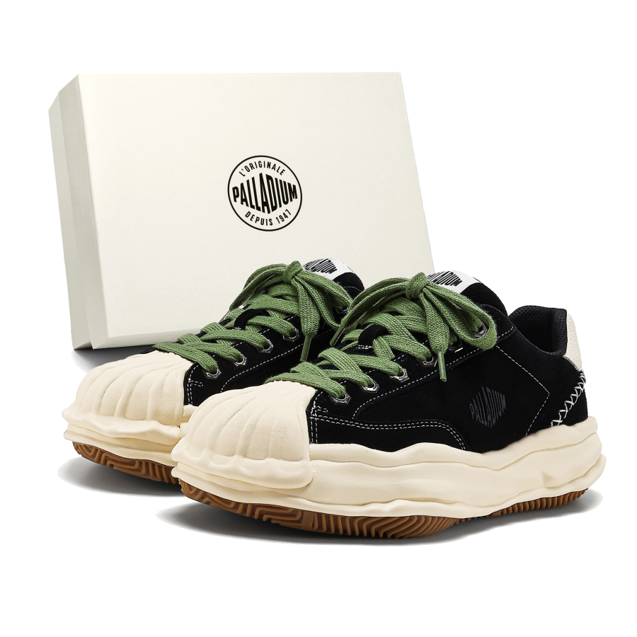 Palladium Skateboard Shoes Unisex Low Top Black/Camel/Green