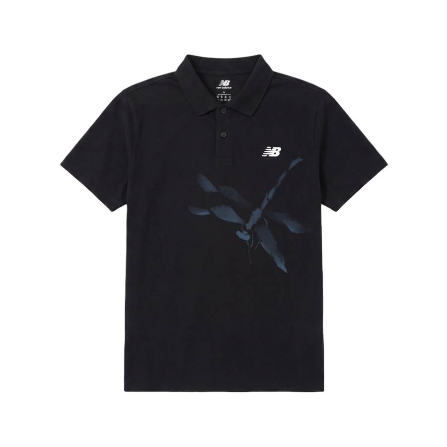 New Balance New Balance Polo Shirts Unisex Black Polo Collar Moderate Straight Fit