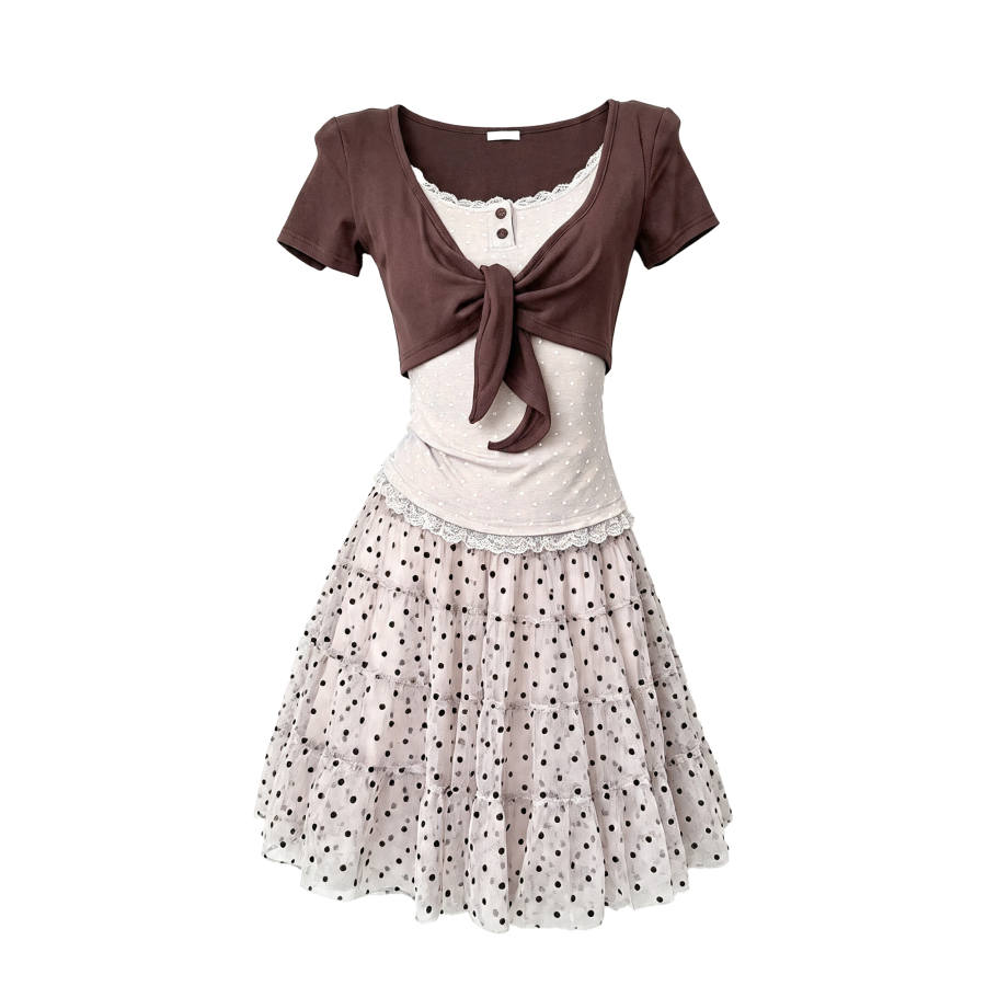 CPAURA Two Piece Skirt Sets Women's Moderate Midi Dress