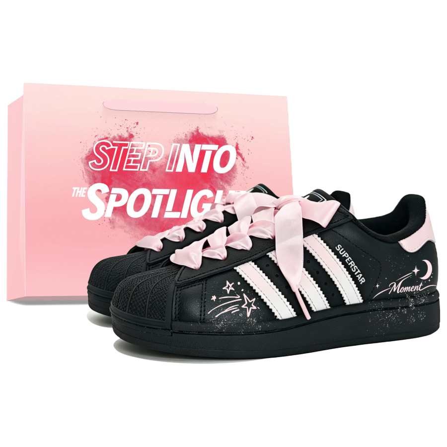 Adidas Originals Superstar 2 Skateboard Shoes Women's Low Top Gradient Pink Pink Shopping Bag