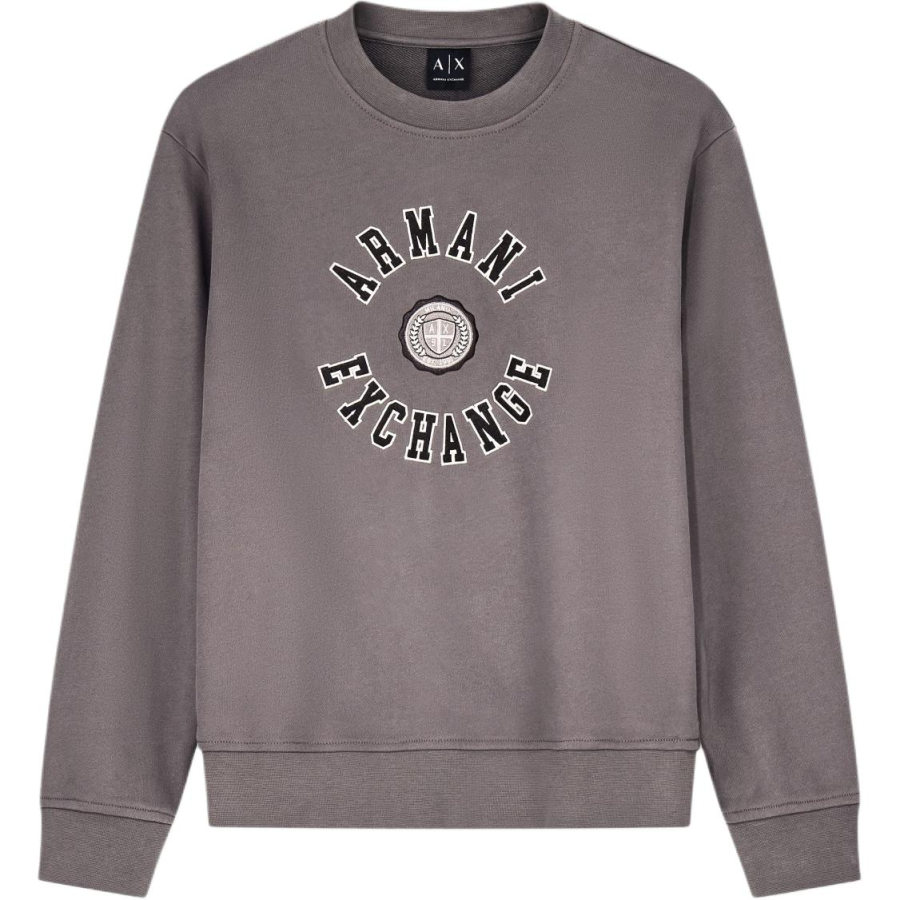 ARMANI EXCHANGE Sweatshirts Men's Brown Crew Neck Moderate Straight Fit