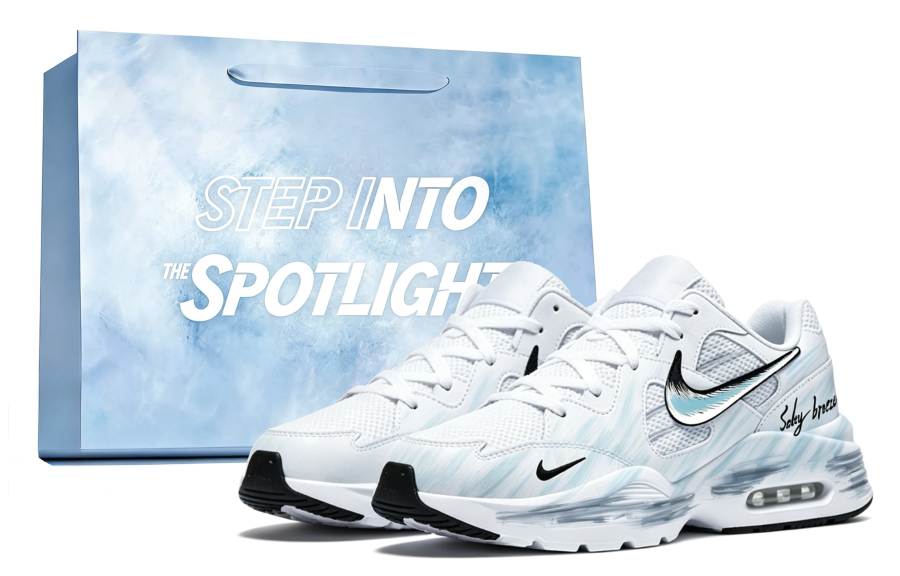 Nike Nike Air Max Fusion Running Shoes Unisex Low Top White Blue Black Gradient Graffiti Colorway