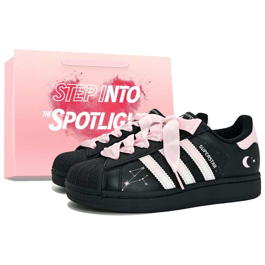 Adidas Originals Superstar 2 Skateboard Shoes Women's Low Top Gradient Pink Pink Shopping Bag
