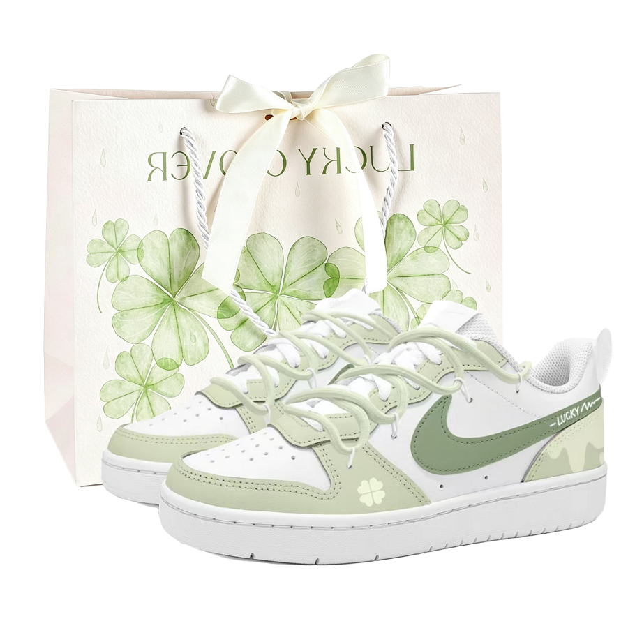 Nike Nike Court Borough Spring Lucky Clover Slip Resistant Abrasion Resistant Low top Skateboard Shoes Women's Green