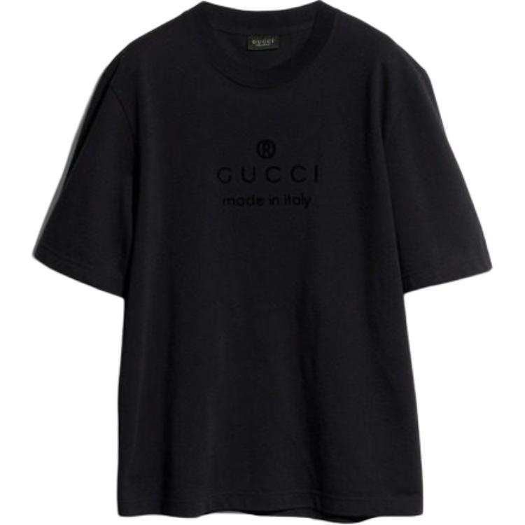 GUCCI T Shirts Men's Black Crew Neck Moderate Straight Fit