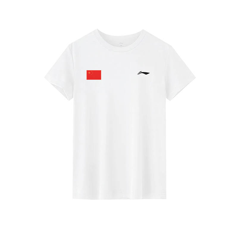 Li-Ning Li Ning T Shirts Men's White Crew Neck Moderate