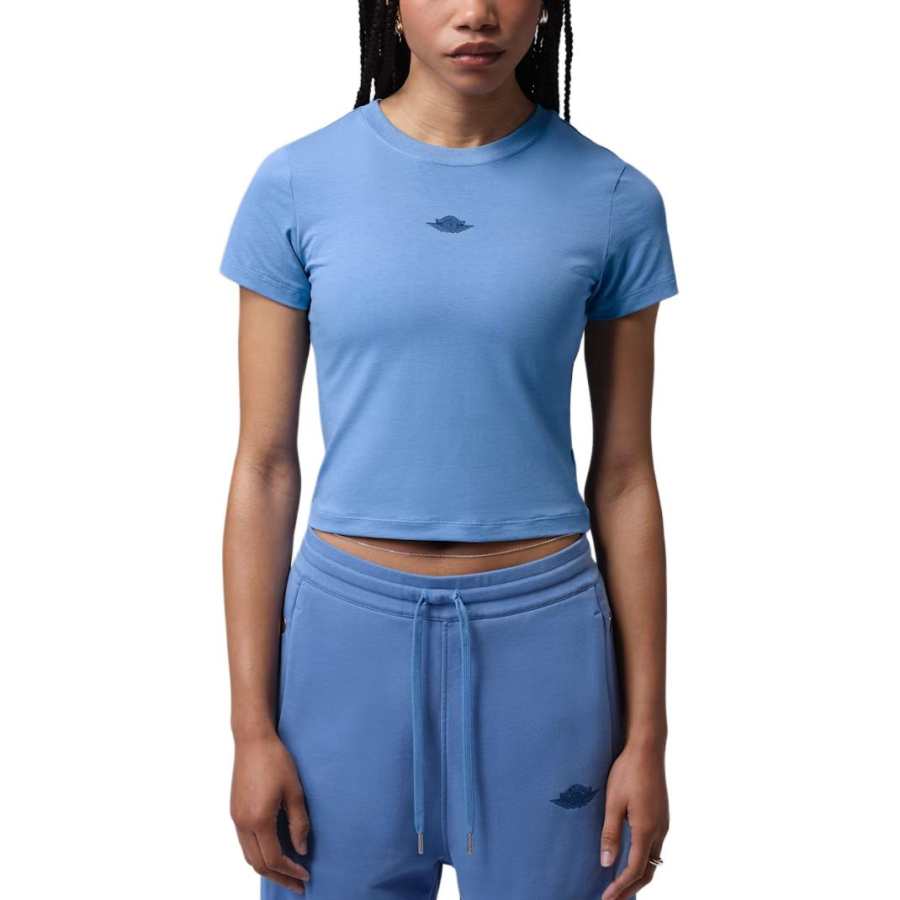 Jordan Jordan Flight T Shirts Women's Blue Transcend Crew Neck Moderate