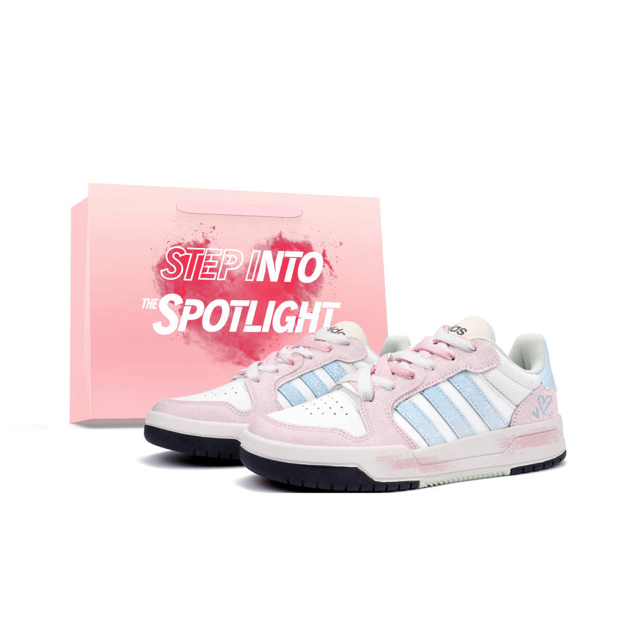 Adidas Adidas ENTRAP Skateboard Shoes Women's Low Top Pink White Blue Color Block Patchwork