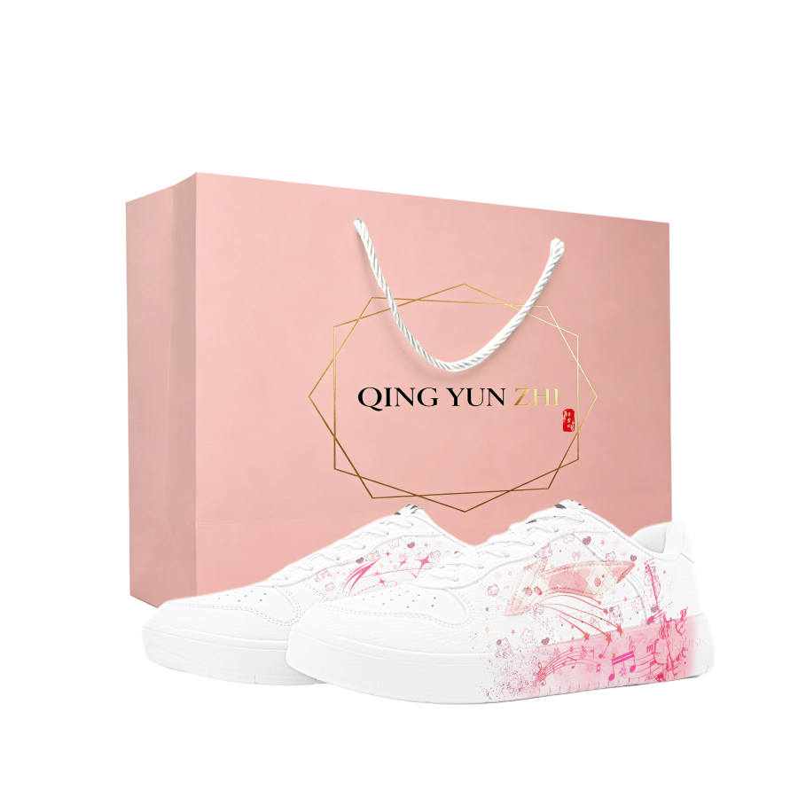 Li-Ning Li Ning Floating Boat Skateboard Shoes Women's Low Top White Pink Gradient Cartoon Print