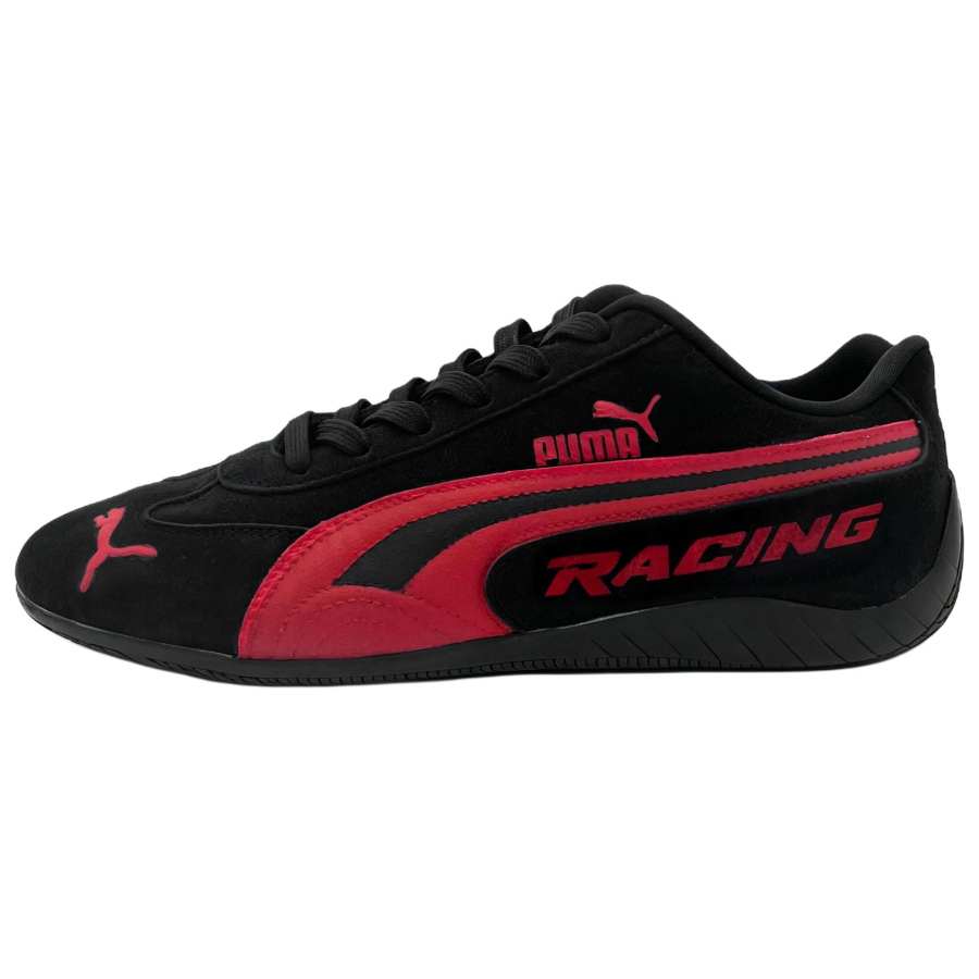 PUMA Speedcat Collection Casual Shoes Unisex Low Top Black Red Color Block With Gold Accents