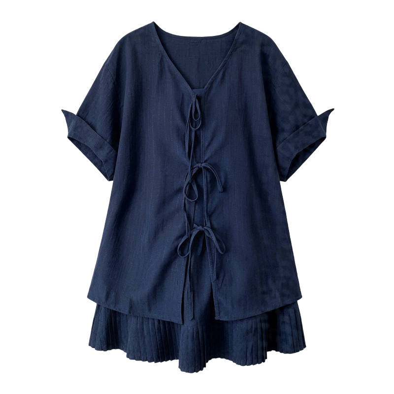 CPAURA Two Piece Skirt Sets Women's Lapel Moderate Short Skirt