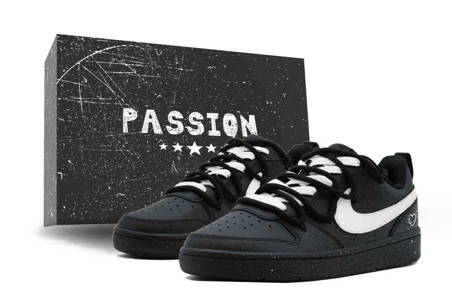 Nike Nike Court Borough 2 Skateboard Shoes Women's Low Top Black White Ink Splatter Colorway