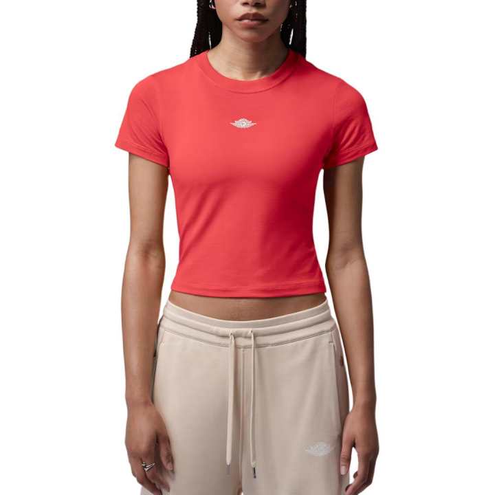 Jordan Jordan Flight T Shirts Women's Red Racing Track Crew Neck Moderate