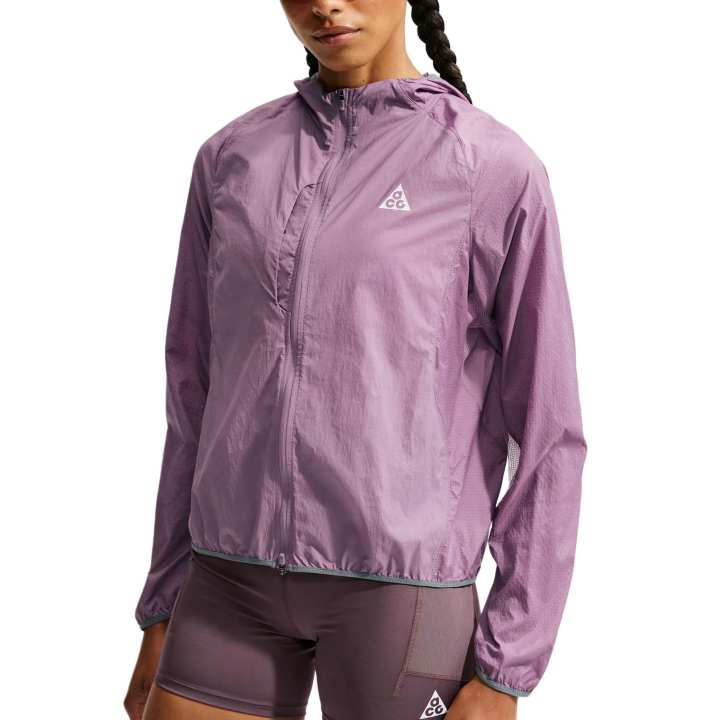 Nike Nike ACG Running Jackets Women's Violet Lavender Dust/Mineral Slate/Peak White Hooded Non Detachable Moderate