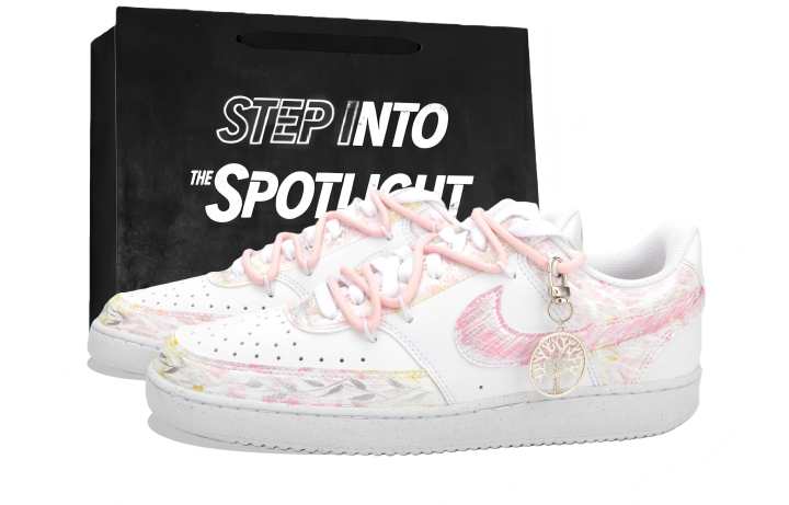 Nike Nike Court Vision Skateboard Shoes Unisex Low Top Pink/White