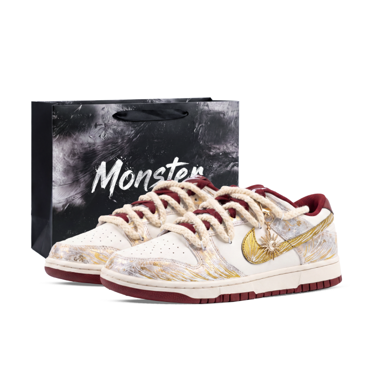 Nike Nike Dunk Skateboard Shoes Unisex Low Top White/Black/Red/Gold