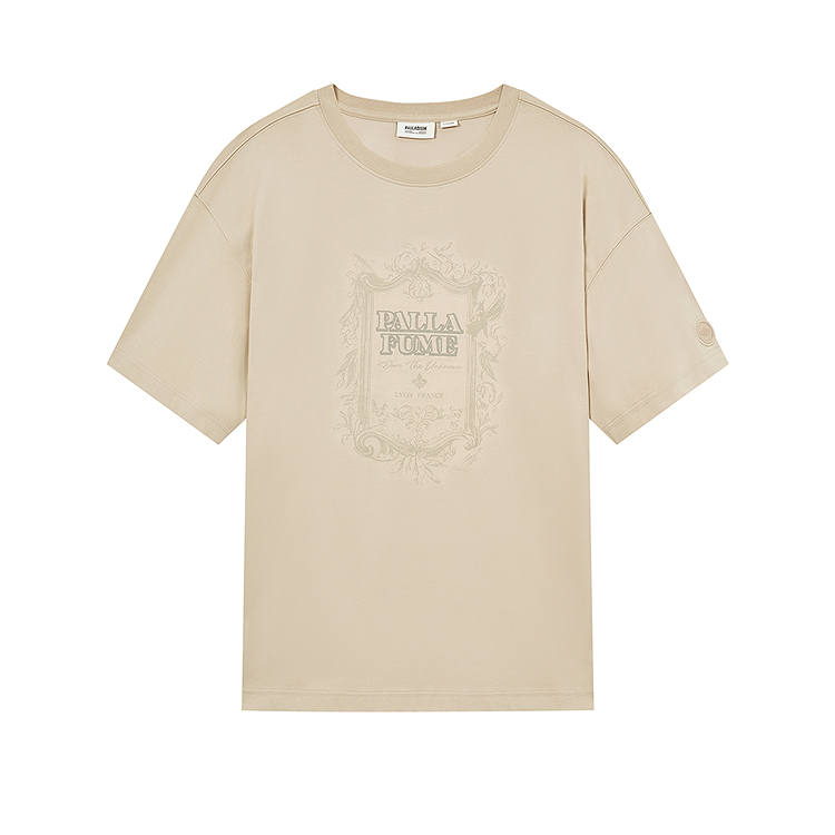 Palladium T Shirts Unisex Feather Gray Crew Neck Moderate Straight Fit