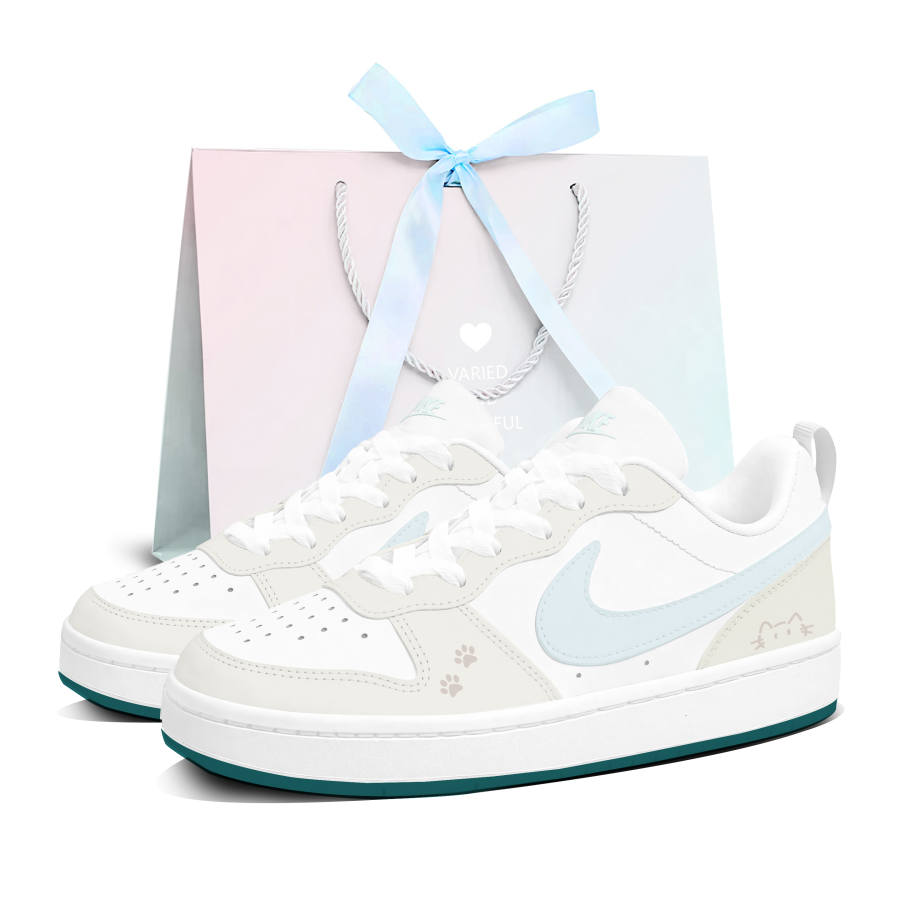 Nike Nike Court Borough Skateboard Shoes Women's Low Top White Light Blue Multicolor