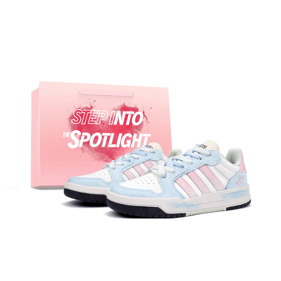 Adidas Adidas ENTRAP Skateboard Shoes Women's Low Top Blue White Pink Color Block Patchwork