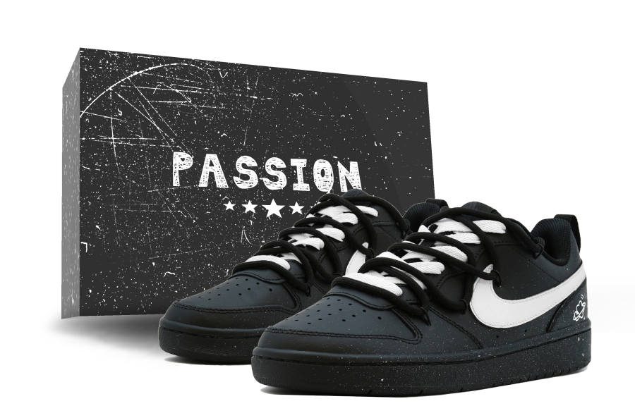 Nike Nike Court Borough 2 Skateboard Shoes Women's Low Top Black White Ink Splatter Colorway