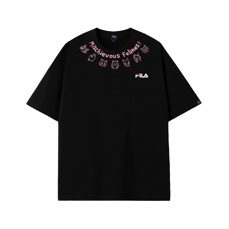 FILA T Shirts Unisex Black Crew Neck Moderate