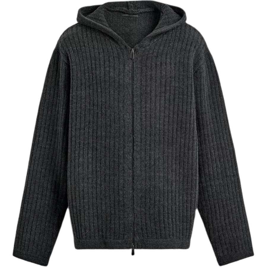 ZARA Sweaters Men's Coal Gray Hooded Non Detachable Moderate