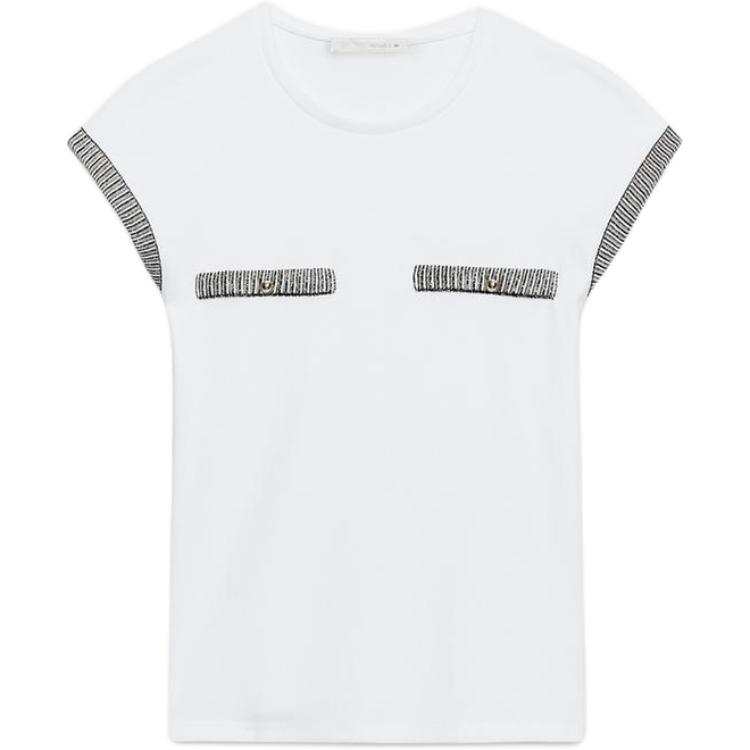 ZARA T Shirts Women's White Crew Neck