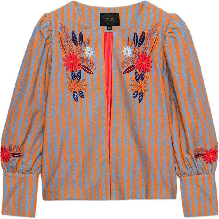 ZARA Jackets Women's Orange Crew Neck Moderate