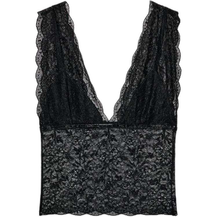 ZARA Tank Tops Women's Black V Neck