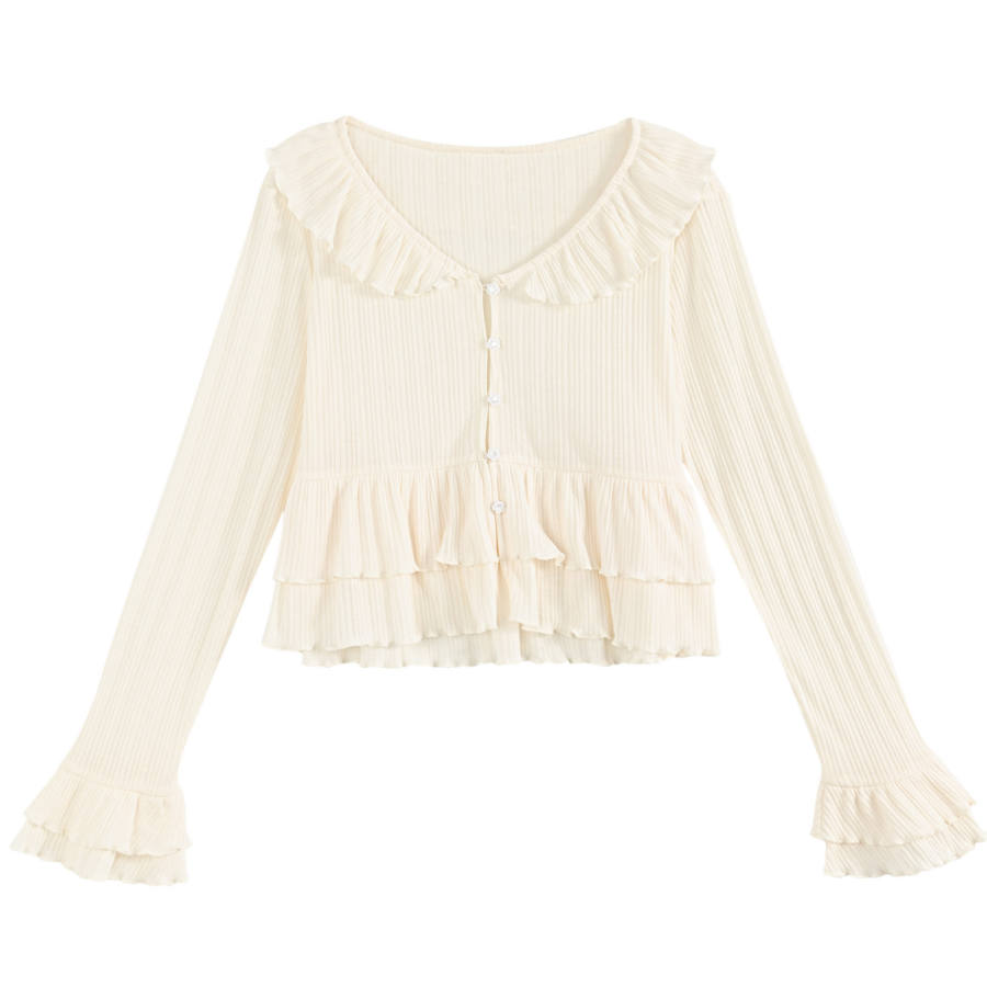 SNBL Cropped Coats Women's Apricot V Neck Thin