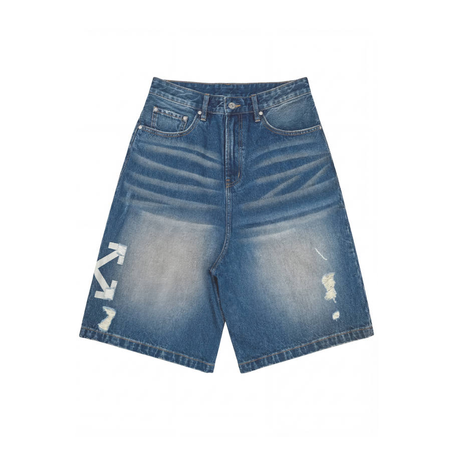 OFF-WHITE OFF WHITE Denim Shorts Men's Colorful Blue Moderate Straight Fit Pants