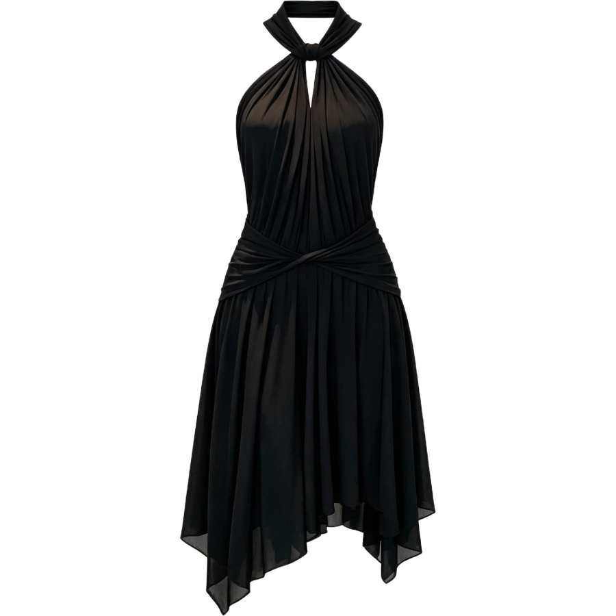 CHARM GLOW Sleeveless Dresses Women's Halter Moderate Midi Skirt A Line Skirt