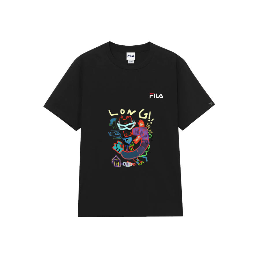 FILA T Shirts Men's Black BLK Crew Neck Moderate Other