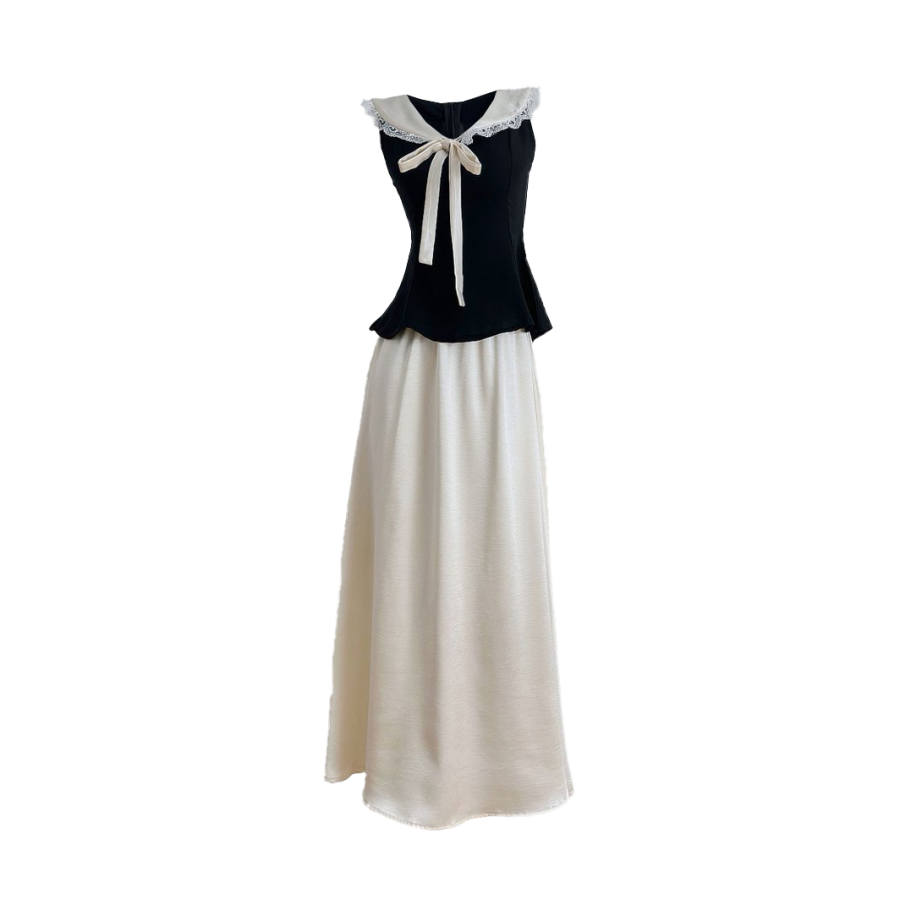 TUSHIFEI Two Piece Skirt Sets Women's Lapel Moderate Long Skirt