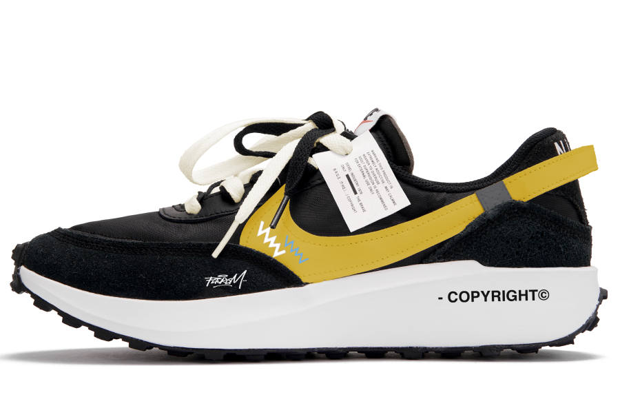 Nike Nike Waffle 1 Casual Shoes Unisex Low Top Black Yellow