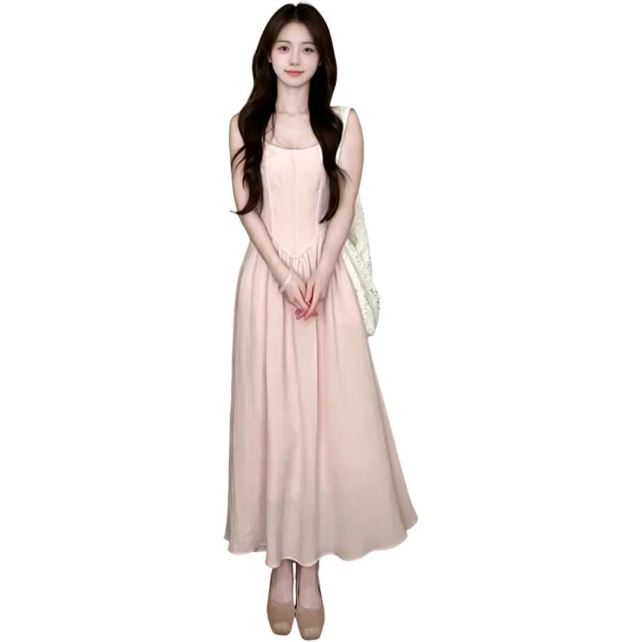 JBBCN Slip Dresses Women's Pink Thin Long Skirt A Line Skirt