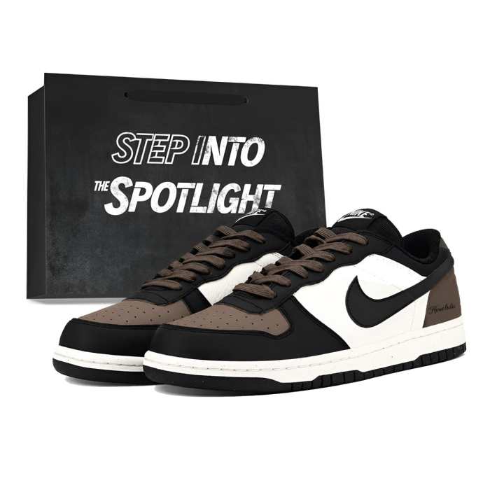 Nike Nike Big Skateboard Shoes Men's Low Top Black White Brown Color Block Patchwork