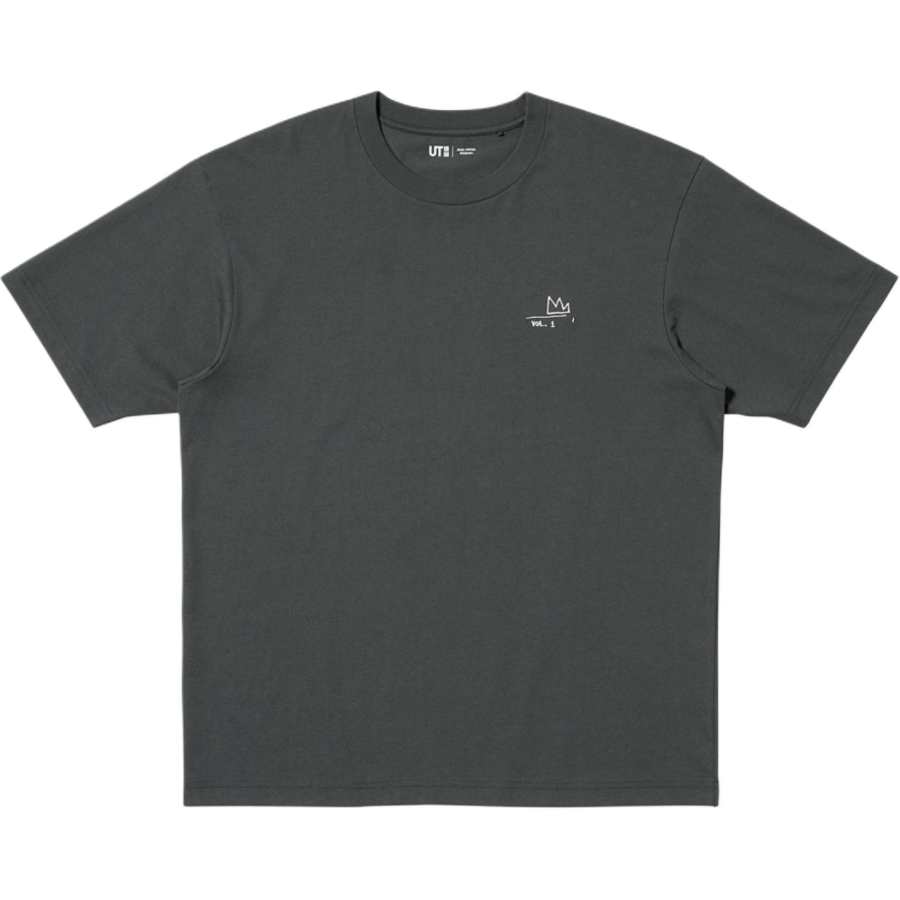 UNIQLO X Jean Michel Basquiat UT T Shirts Unisex Dark Gray Crew Neck