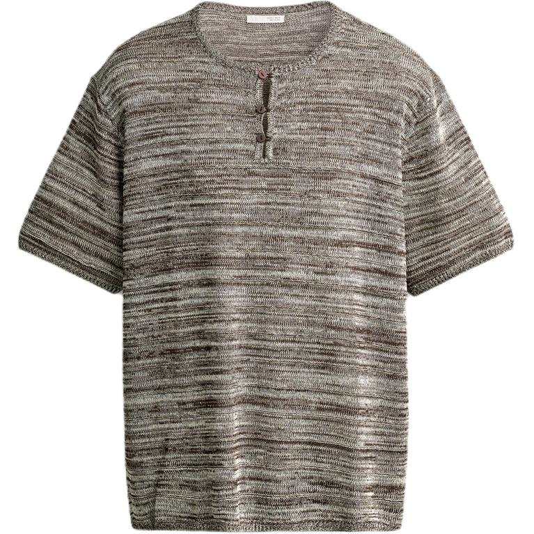 ZARA T Shirts Men's Brown/Nude Crew Neck Moderate Straight Fit