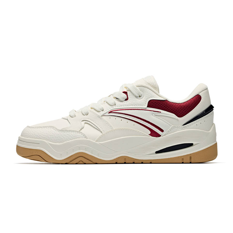 ANTA Skateboard Shoes Men's Low Top Ivory White/Crimson Total