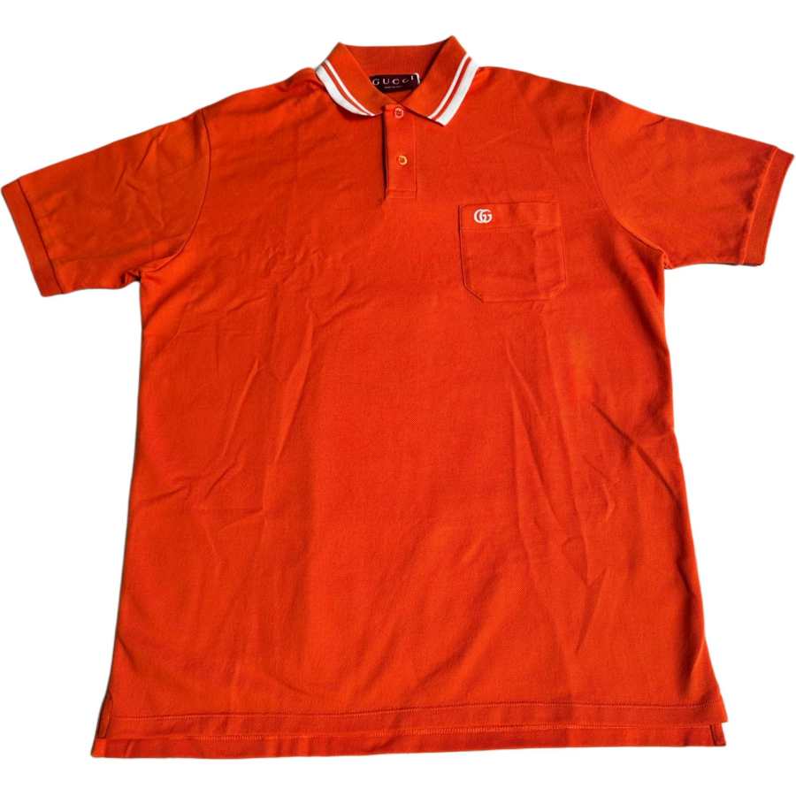 GUCCI Polo Shirts Men's Orange Polo Collar Moderate