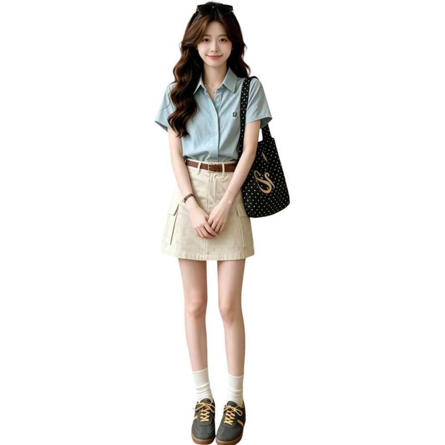 JBBCN Two Piece Skirt Sets Women's Lapel Thin Short Skirt
