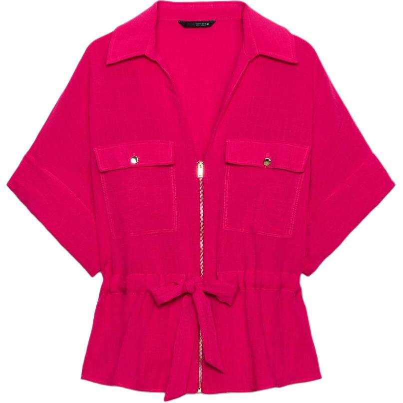 ZARA Shirts Women's Dark Purple Red Lapel