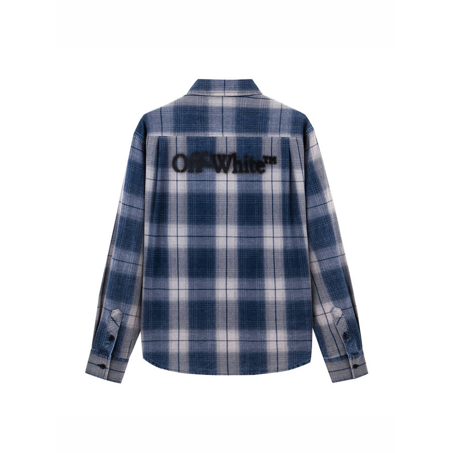 OFF-WHITE OFF WHITE Shirts Men's Light Blue Lapel Moderate Straight Fit